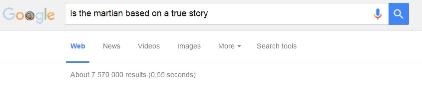 google is the martian based on a true story