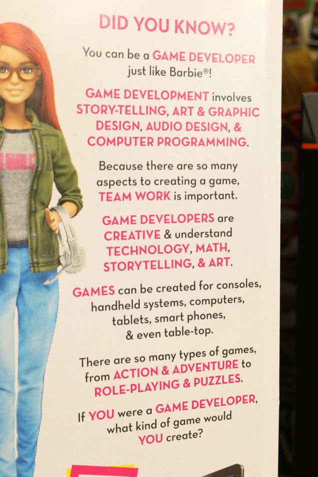 game developer barbie box