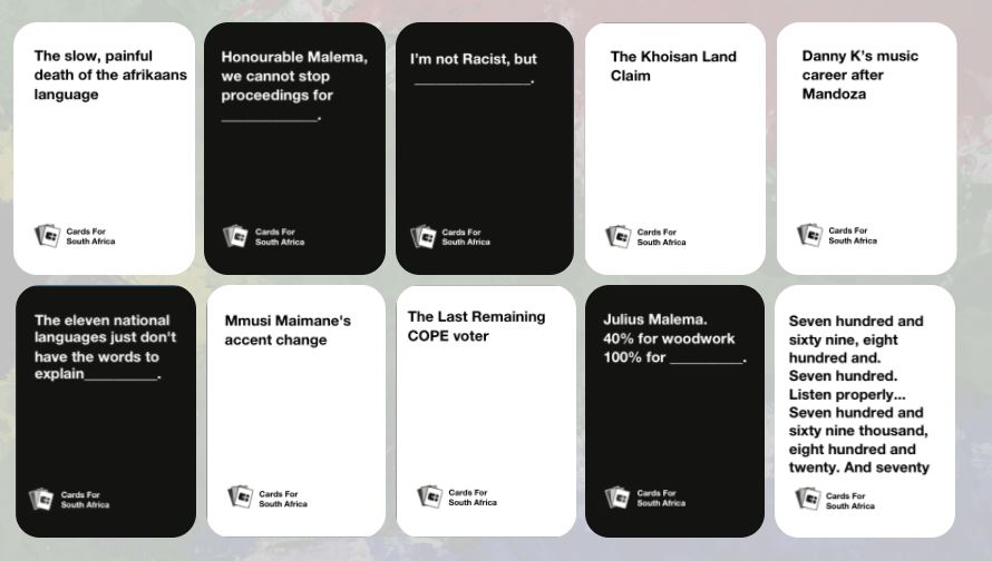 cards against humanity south african edition examples