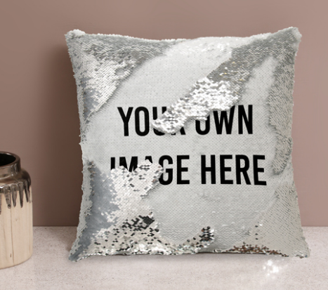 your face here sequin pillows
