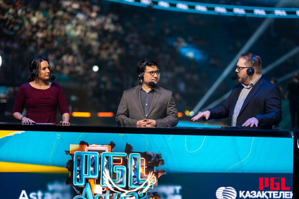 Sam “Tech Girl” Wright hosting the PGL Astana Counter-Strike event in Kazakhstan.