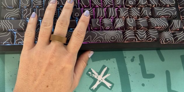 Woman wearing the Ultrahuman Ring Air smart tracker during everyday use