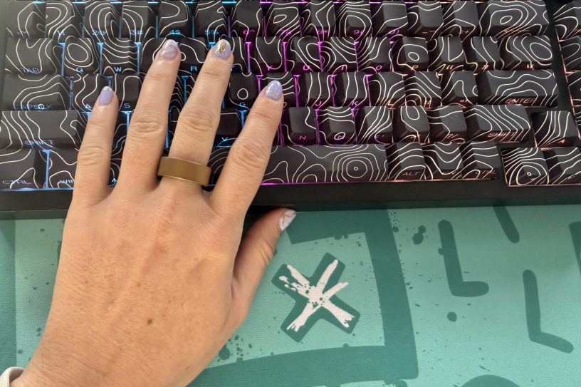 Woman wearing the Ultrahuman Ring Air smart tracker during everyday use
