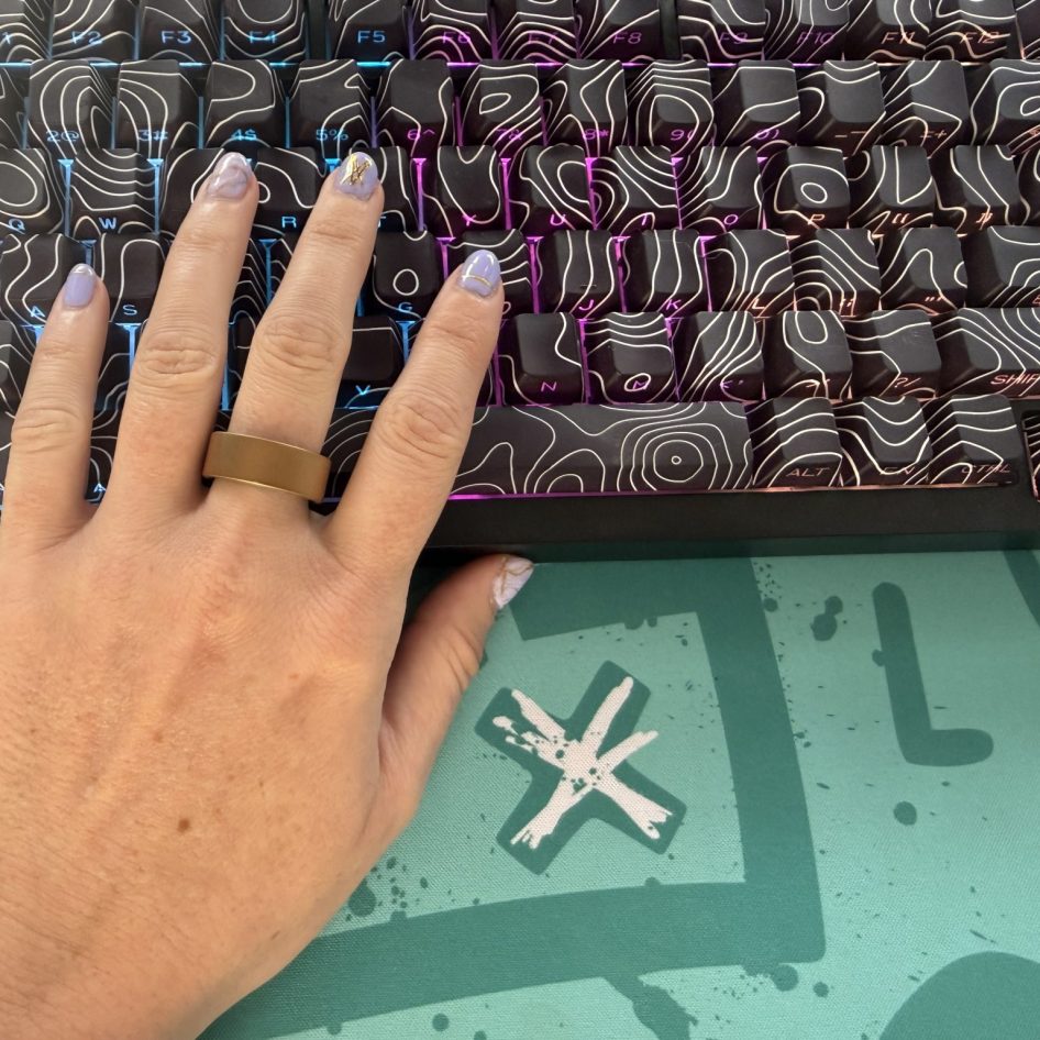 Woman wearing the Ultrahuman Ring Air smart tracker during everyday use